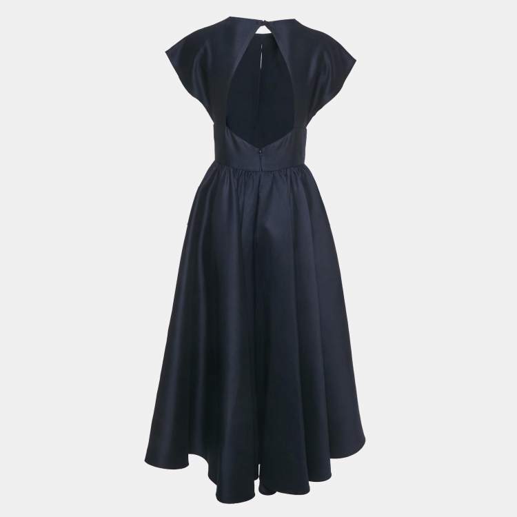 مملوكة مسبقًا Christian Dior Midnight Blue Wool Blend Flared Maxi Dress M