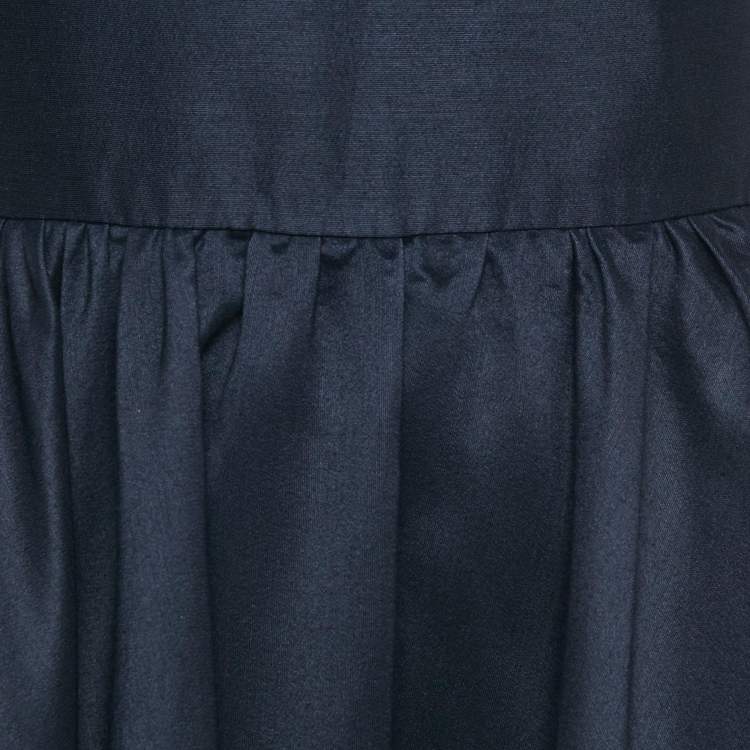 مملوكة مسبقًا Christian Dior Midnight Blue Wool Blend Flared Maxi Dress M