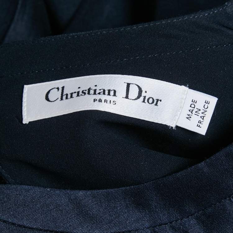 مملوكة مسبقًا Christian Dior Midnight Blue Wool Blend Flared Maxi Dress M