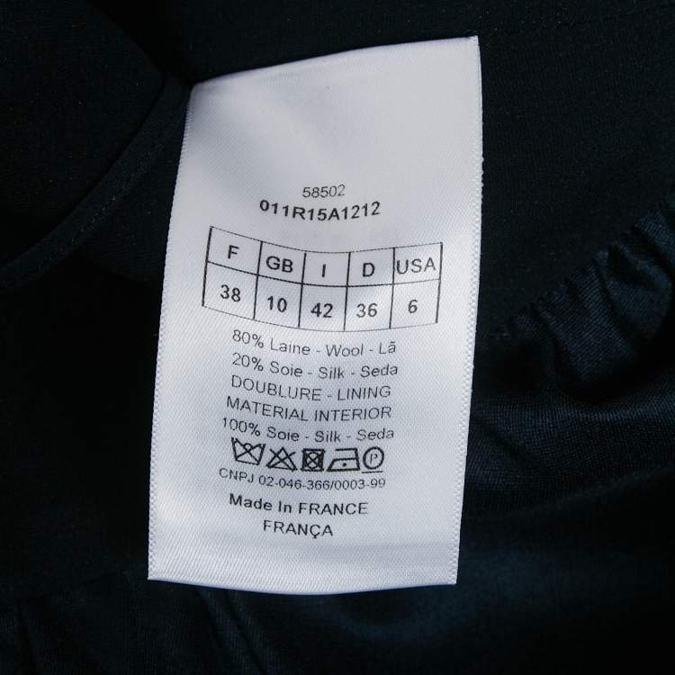 مملوكة مسبق ًا Christian Dior Midnight Blue Wool Blend Flared Maxi Dress M