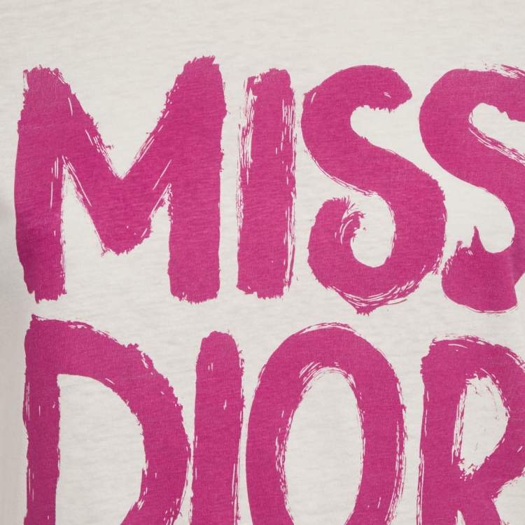Pre Owned Christian Dior White Printed Jersey Crewneck T-Shirt S