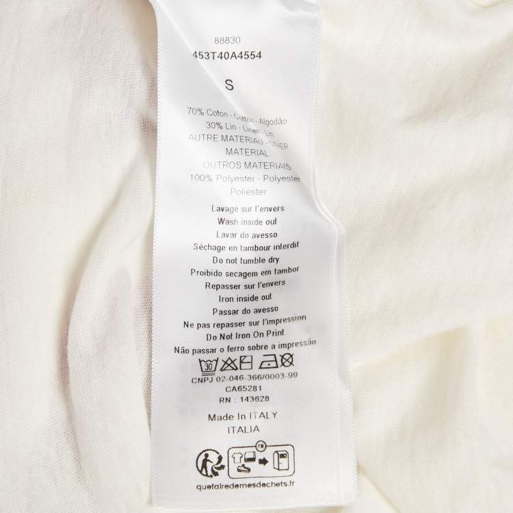 Pre Owned Christian Dior White Printed Jersey Crewneck T-Shirt S