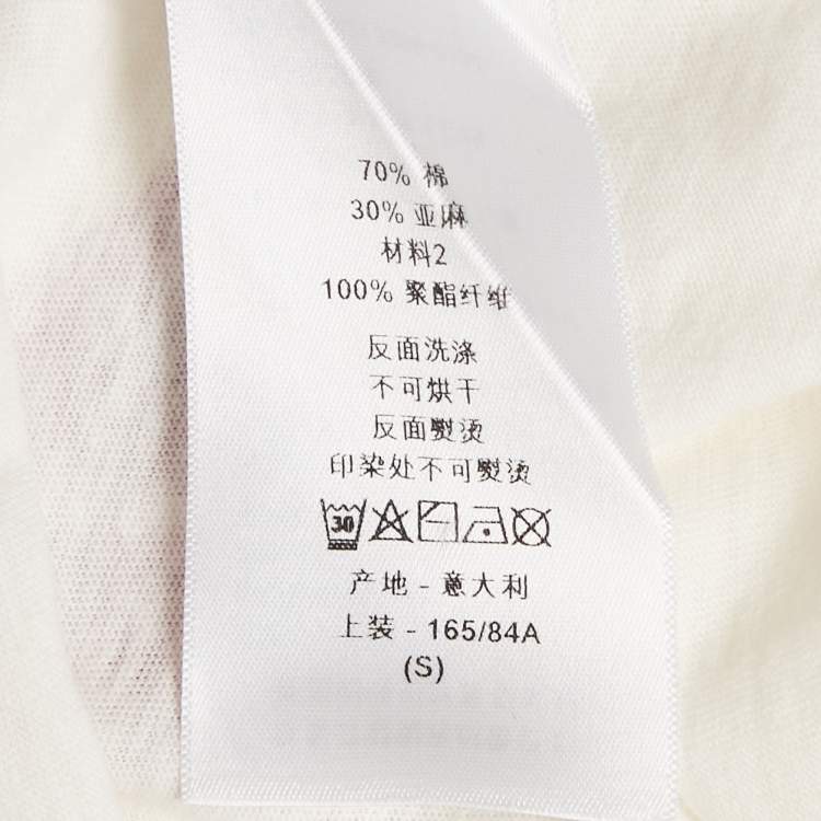 Pre Owned Christian Dior White Printed Jersey Crewneck T-Shirt S