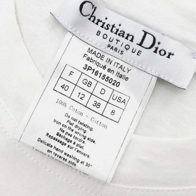 Pre Owned Christian Dior White Cotton T-shirt M