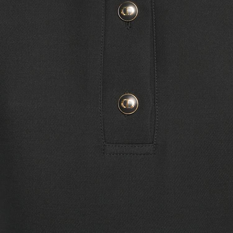 Pre Owned Christian Dior Black Wool Gathered Mini Dress M