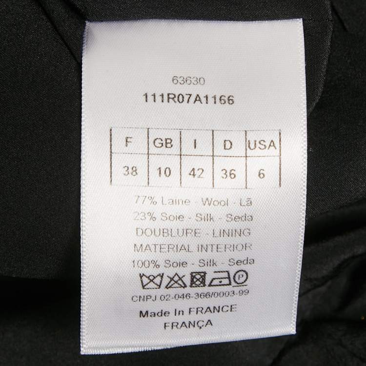 Pre Owned Christian Dior Black Wool Gathered Mini Dress M