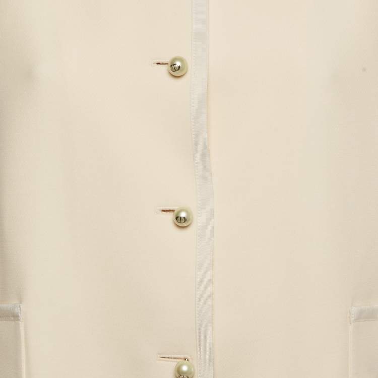 Pre Owned Christian Dior Cream Wool Buttoned Jacket XL