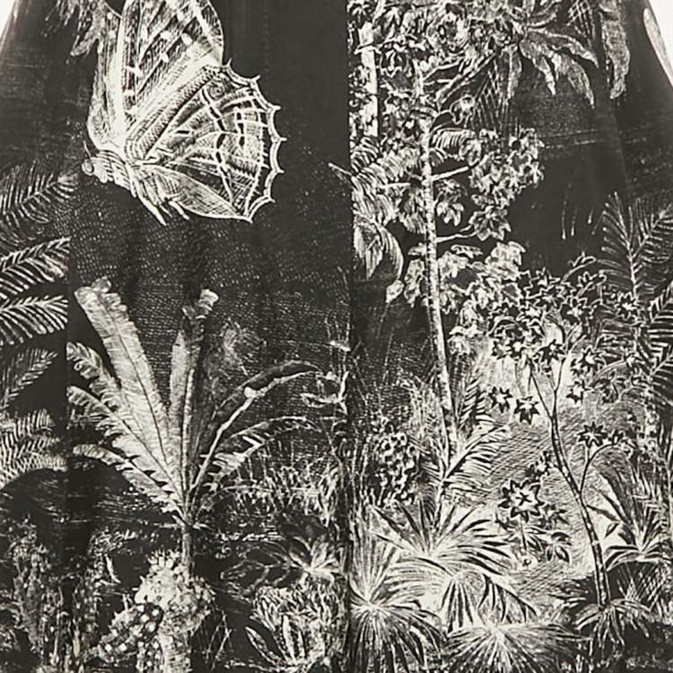 Pre Owned Christian Dior Black Toile de Jouy Print Crepe Trousers M