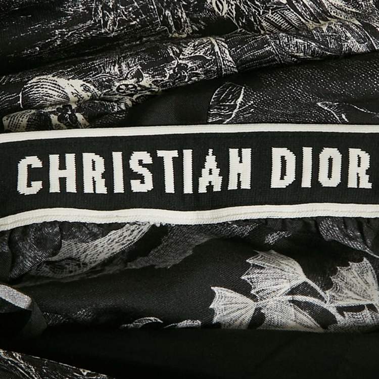 Pre Owned Christian Dior Black Toile de Jouy Print Crepe Trousers M