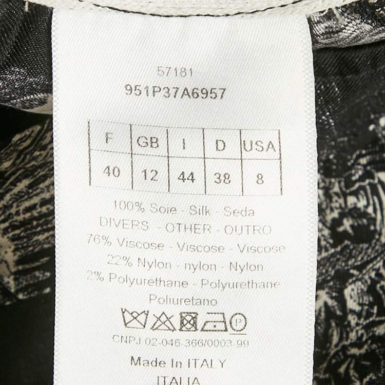 Pre Owned Christian Dior Black Toile de Jouy Print Crepe Trousers M