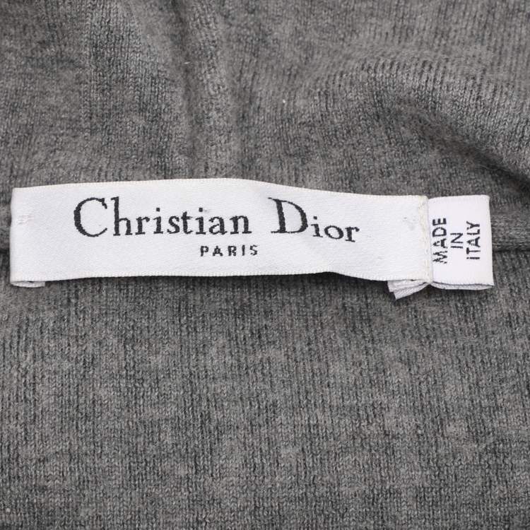Pre Owned Dior Grey Rib Knit Hoodie Tops M