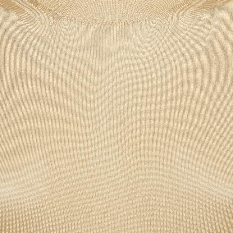 مملوكة مسبقًا بلوفر كريستيان ديور بوتيك حرير بتفاصيل خرز بيج مقاس متوسط