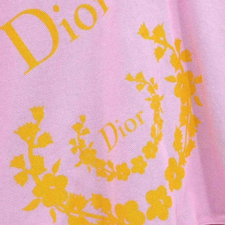 Pre Owned Christian Dior Pink Cotton Short Sleeve Top M