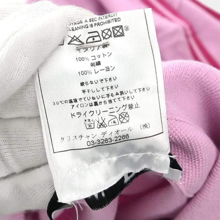 Pre Owned Christian Dior Pink Cotton Short Sleeve Top M