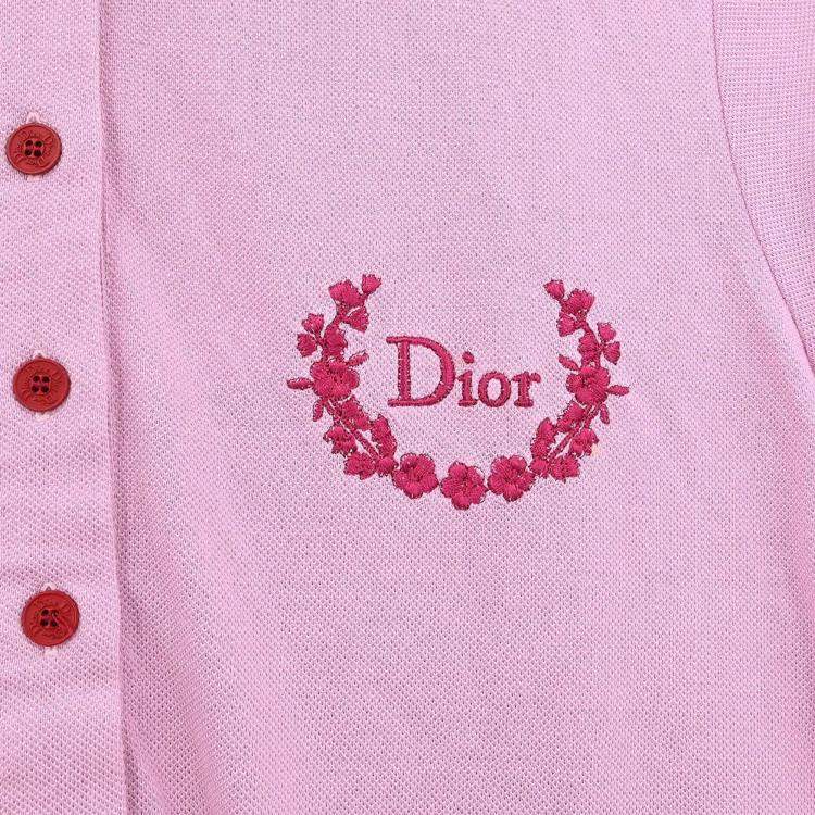 Pre Owned Christian Dior Pink Cotton Short Sleeve Top M