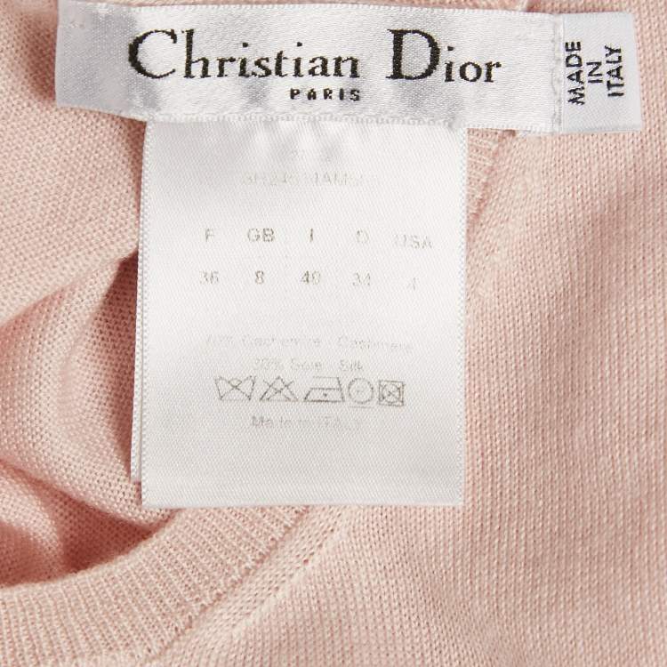 Pre Owned Christian Dior Pink Cashmere Knit Tank Top S