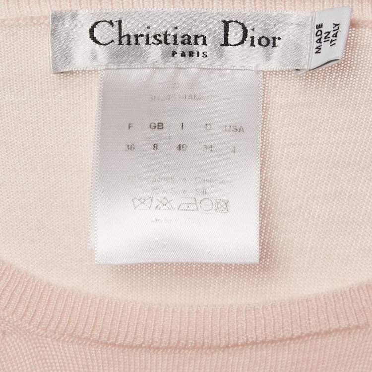 Pre Owned Christian Dior Pink Cashmere Knit Tank Top S