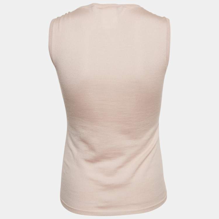Pre Owned Christian Dior Pink Cashmere Knit Tank Top S