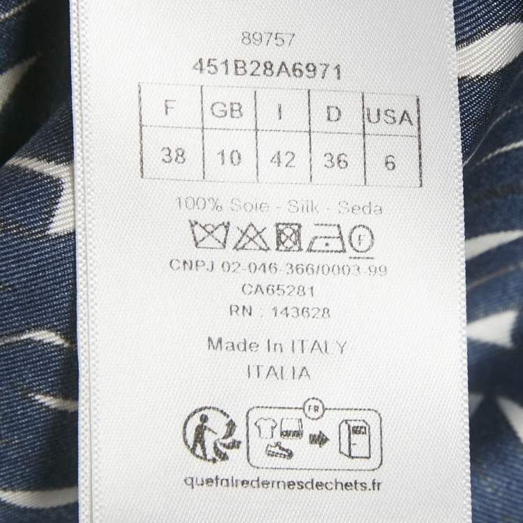 Pre Owned Christian Dior Blue/White Printed Silk Shirt M