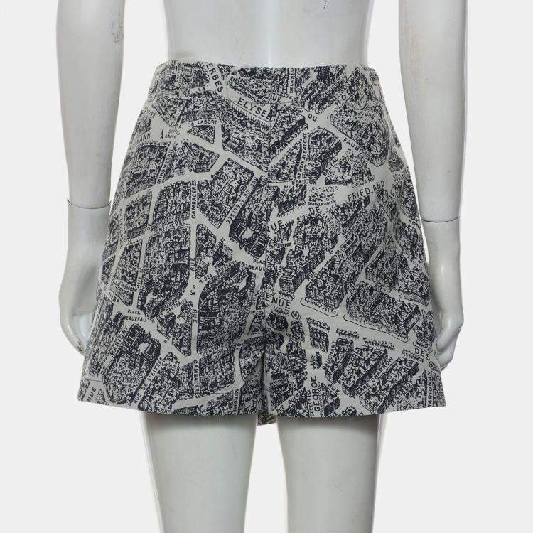 Pre Owned Dior Technical Taffeta Navy Blue, White Jacquard Skort XS