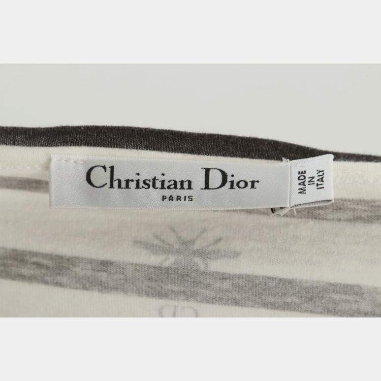 Pre Owned Dior Stripes Printed Black, White Long Sleeve T-Shirt XS