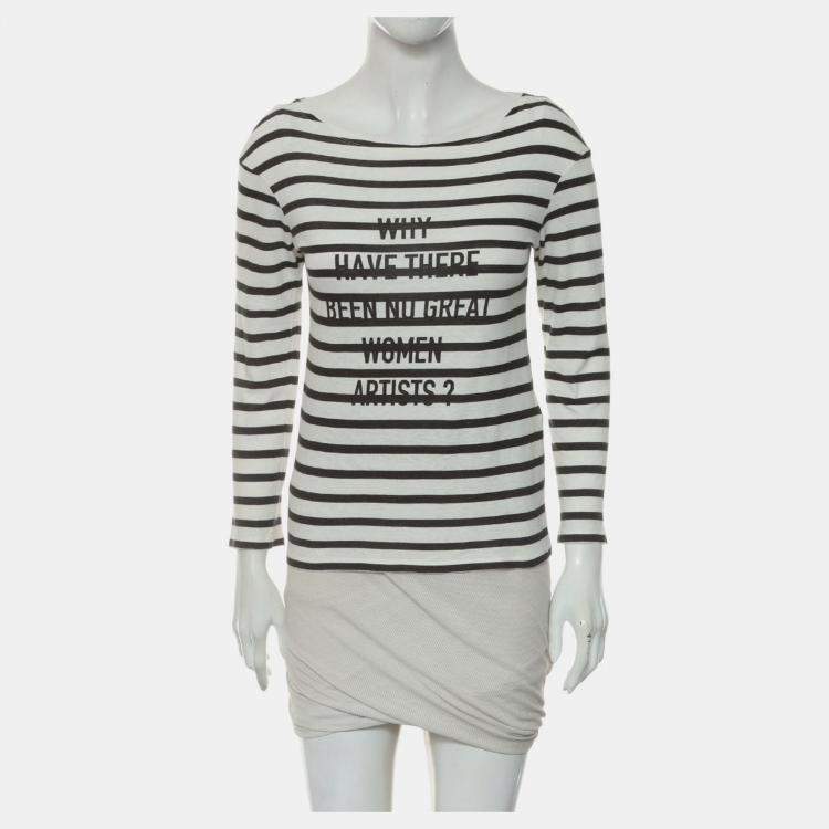 Pre Owned Dior Stripes Printed Black, White Long Sleeve T-Shirt XS