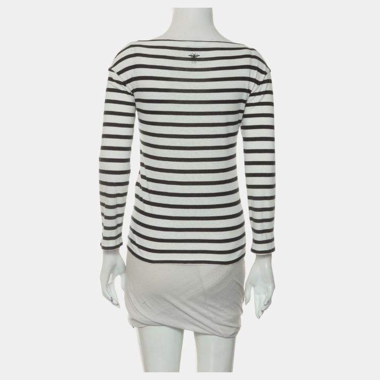 Pre Owned Dior Stripes Printed Black, White Long Sleeve T-Shirt XS