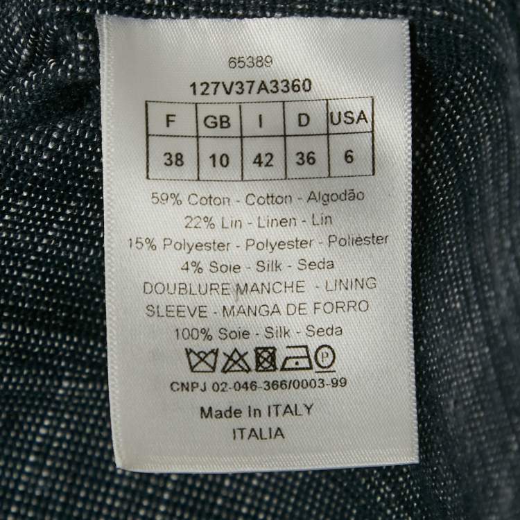 Pre Owned Christian Dior Blue Cotton Wrap Blazer M