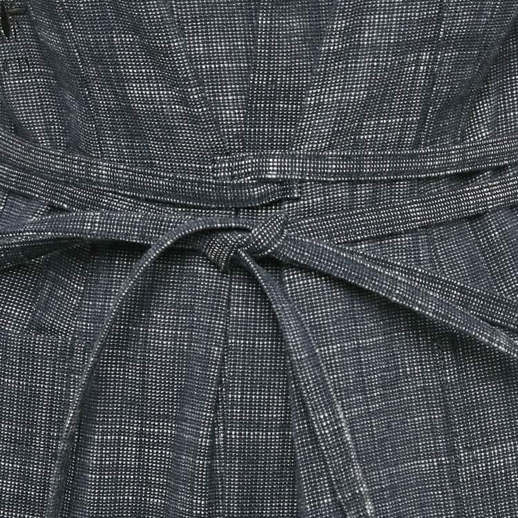 Pre Owned Christian Dior Blue Cotton Wrap Blazer M