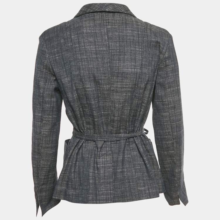 Pre Owned Christian Dior Blue Cotton Wrap Blazer M