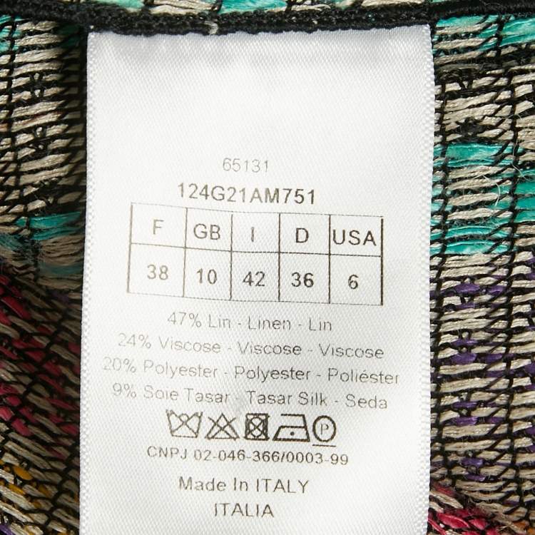 Pre Owned Dior Multicolor Patterned Linen Blend Open Front Jacket M