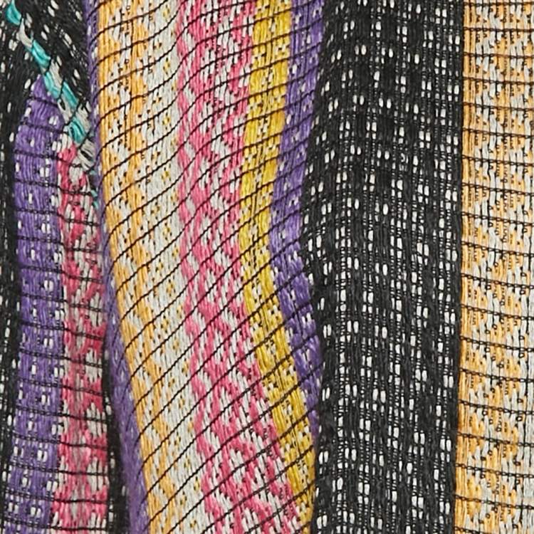 Pre Owned Dior Multicolor Patterned Linen Blend Open Front Jacket M