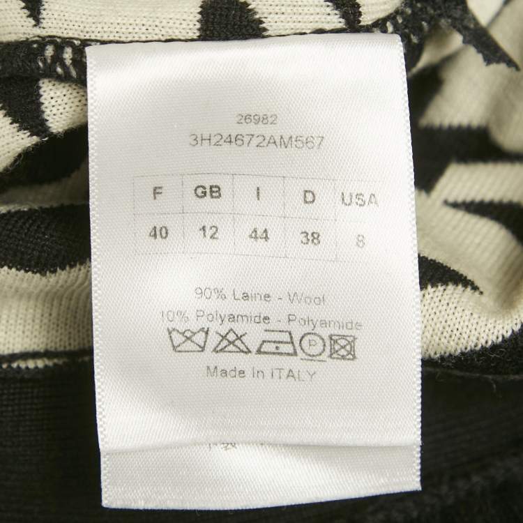 Pre Owned Christian Dior Black Houndstooth Wool Shorts Dress M