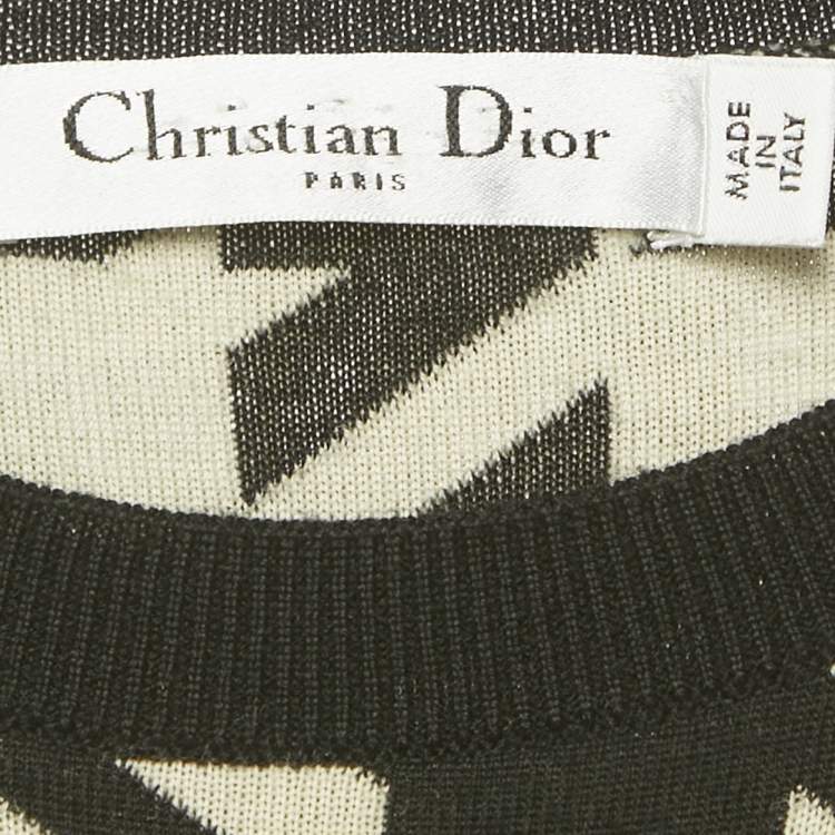 Pre Owned Christian Dior Black Houndstooth Wool Shorts Dress M