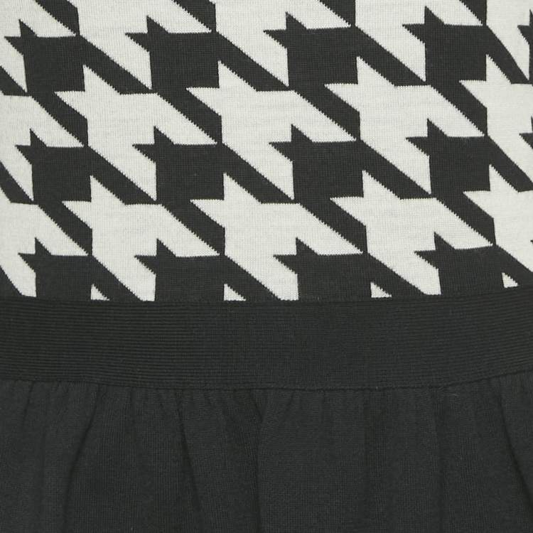 Pre Owned Christian Dior Black Houndstooth Wool Shorts Dress M