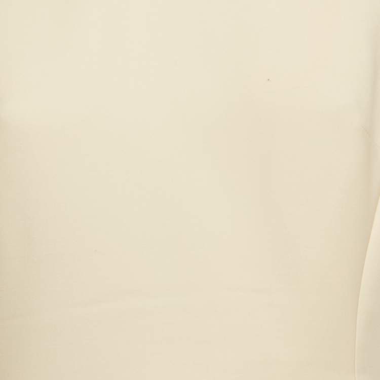 Pre Owned Christian Dior Cream Wool Pleated Mini Dress M