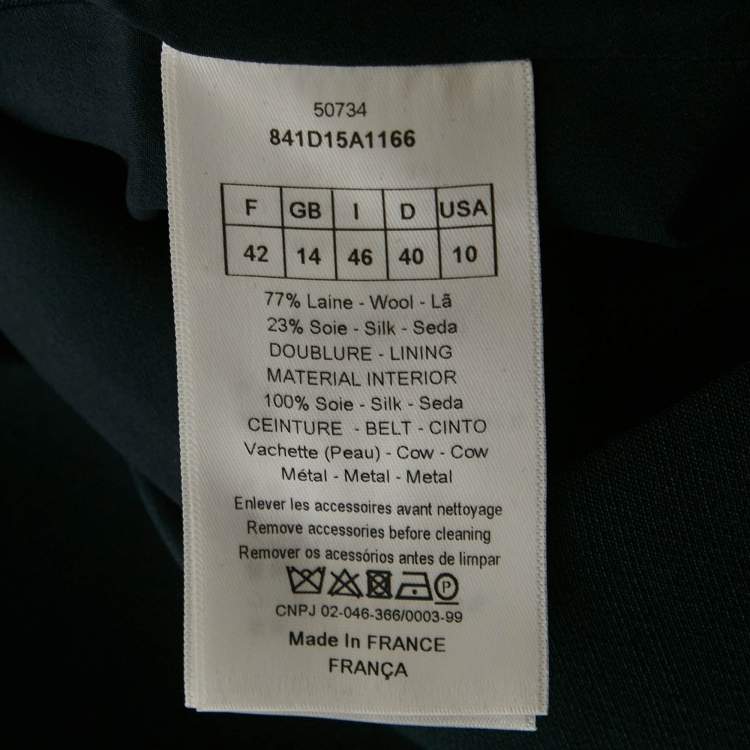 Pre Owned Christian Dior Navy Blue Wool Sleeveless Mini Dress L