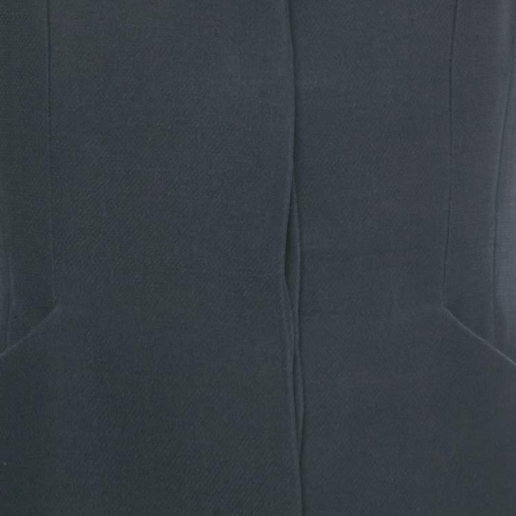 Pre Owned Christian Dior Navy Blue Wool Sleeveless Mini Dress L