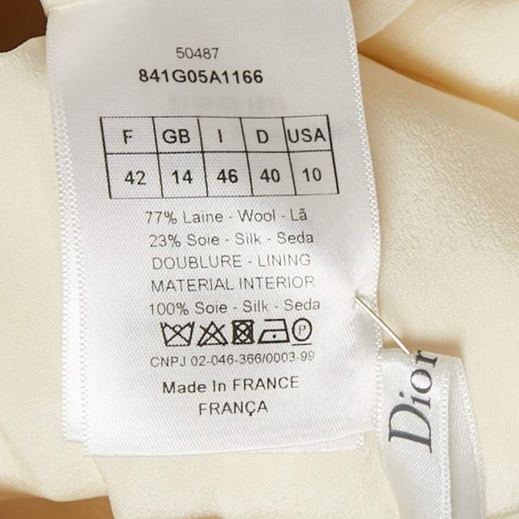 مملوكة مسبقًا توب كريستيان ديور صوف كريم مزدوج الصدر مقاس كبير (لارج)