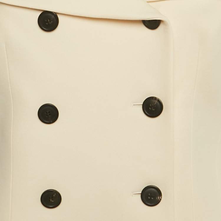 مملوكة مسبقًا توب كريستيان ديور صوف كريم مزدوج الصدر مقاس كبير (لارج)