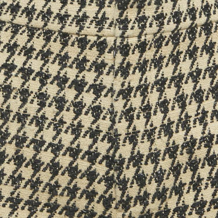 Pre Owned Christian Dior Cream/Black Houndstooth Jacquard Shorts S