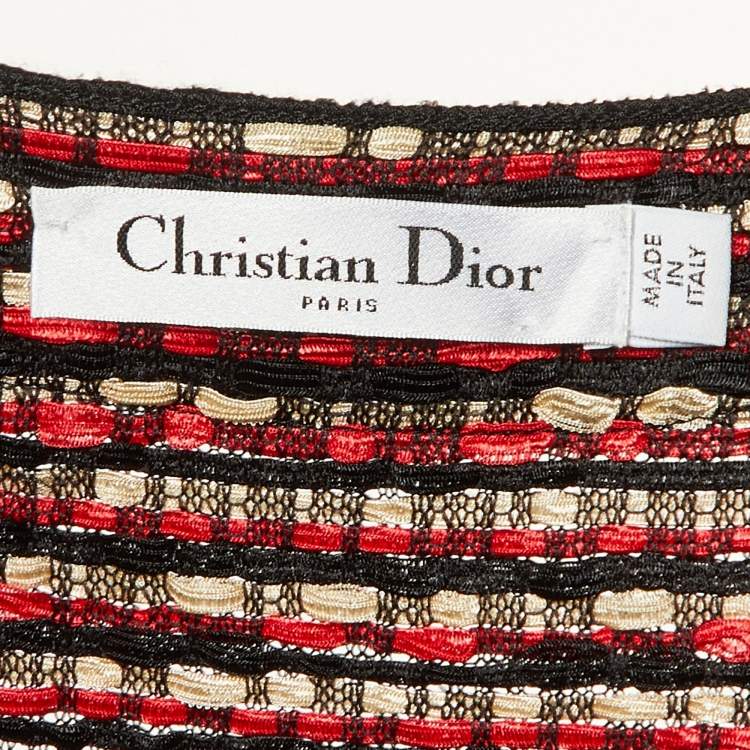 Pre Owned Dior Red Knit Button Front Long Cardigan M