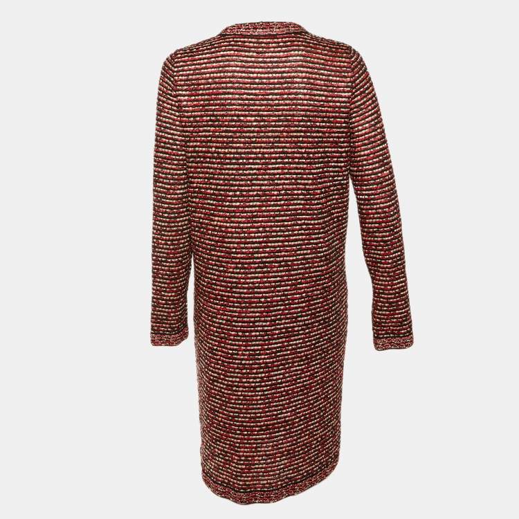 Pre Owned Dior Red Knit Button Front Long Cardigan M