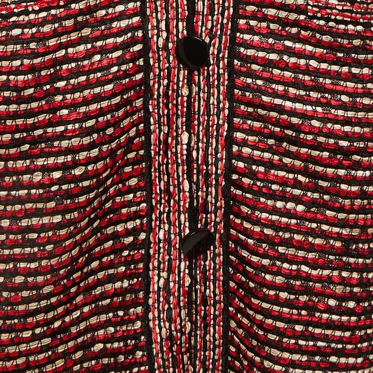 Pre Owned Dior Red Knit Button Front Long Cardigan M