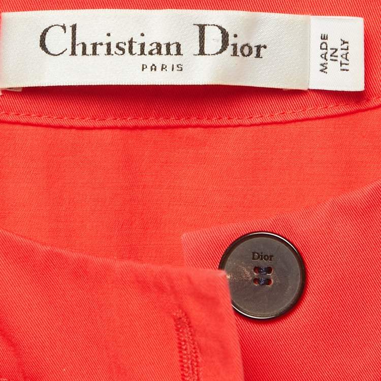 Pre Owned Christian Dior Red Cotton Flared Mini Dress S