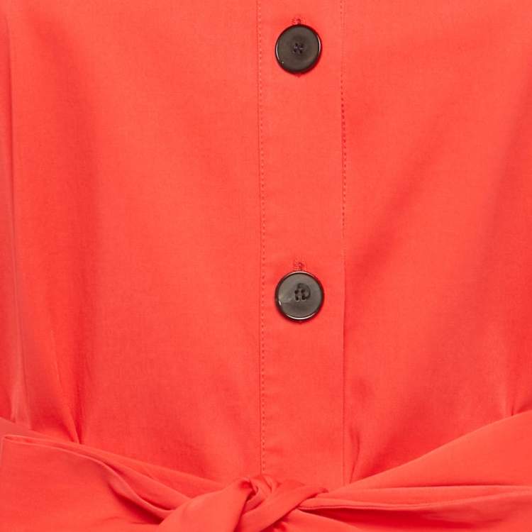 Pre Owned Christian Dior Red Cotton Flared Mini Dress S