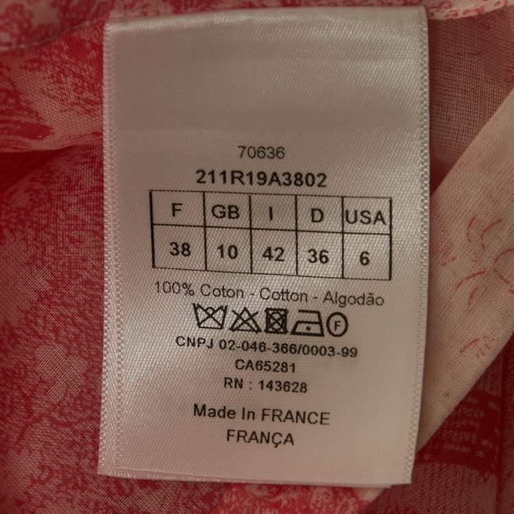 Pre Owned Christian Dior Pink Cotton Toile de Jouy Tunic M