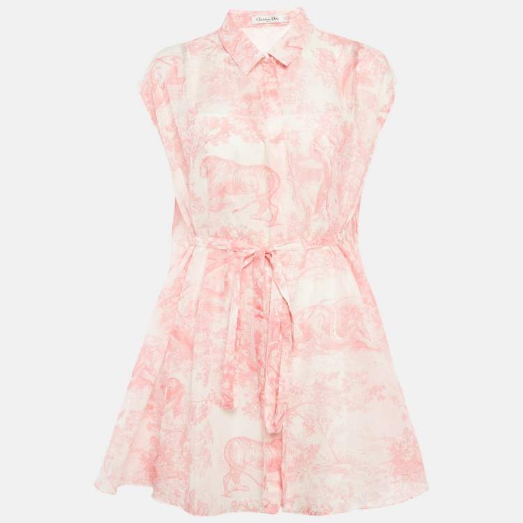 Pre Owned Christian Dior Pink Cotton Toile de Jouy Tunic M