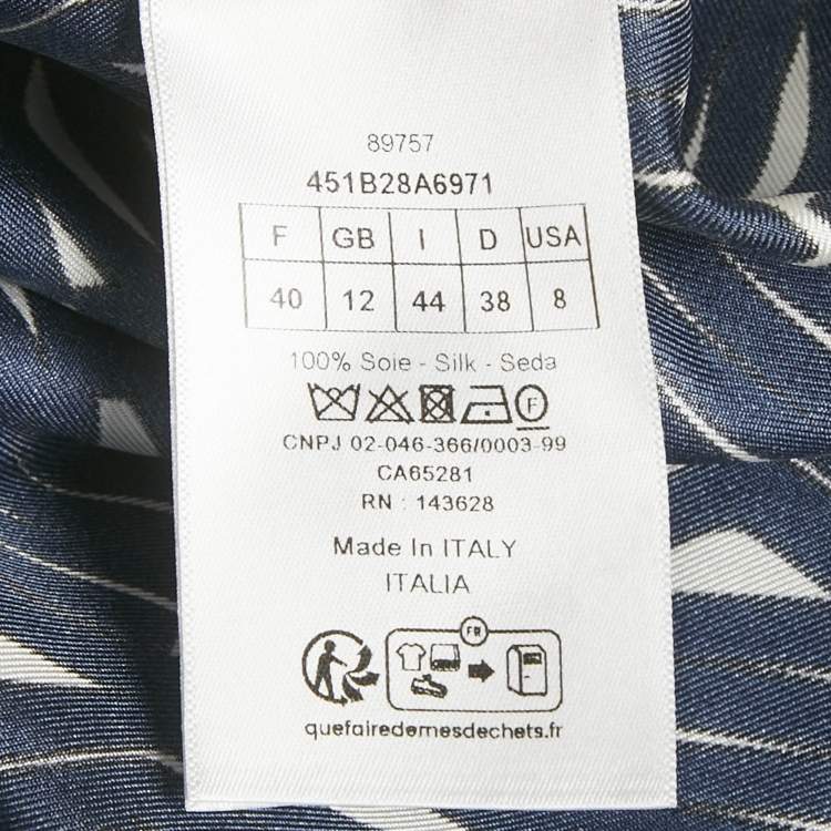 Pre Owned Dior Navy Blue Printed Silk Shirt M