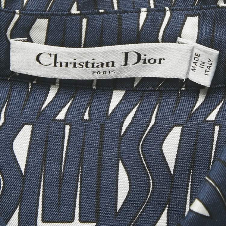 Pre Owned Dior Navy Blue Printed Silk Shirt M